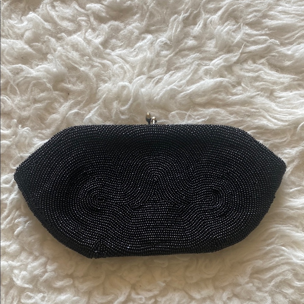 Elegant Black Beaded Clutch